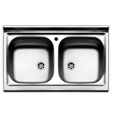 Edelstahl - Aufbaubecken Mit 2 Becken, 80 Cm - MEGART