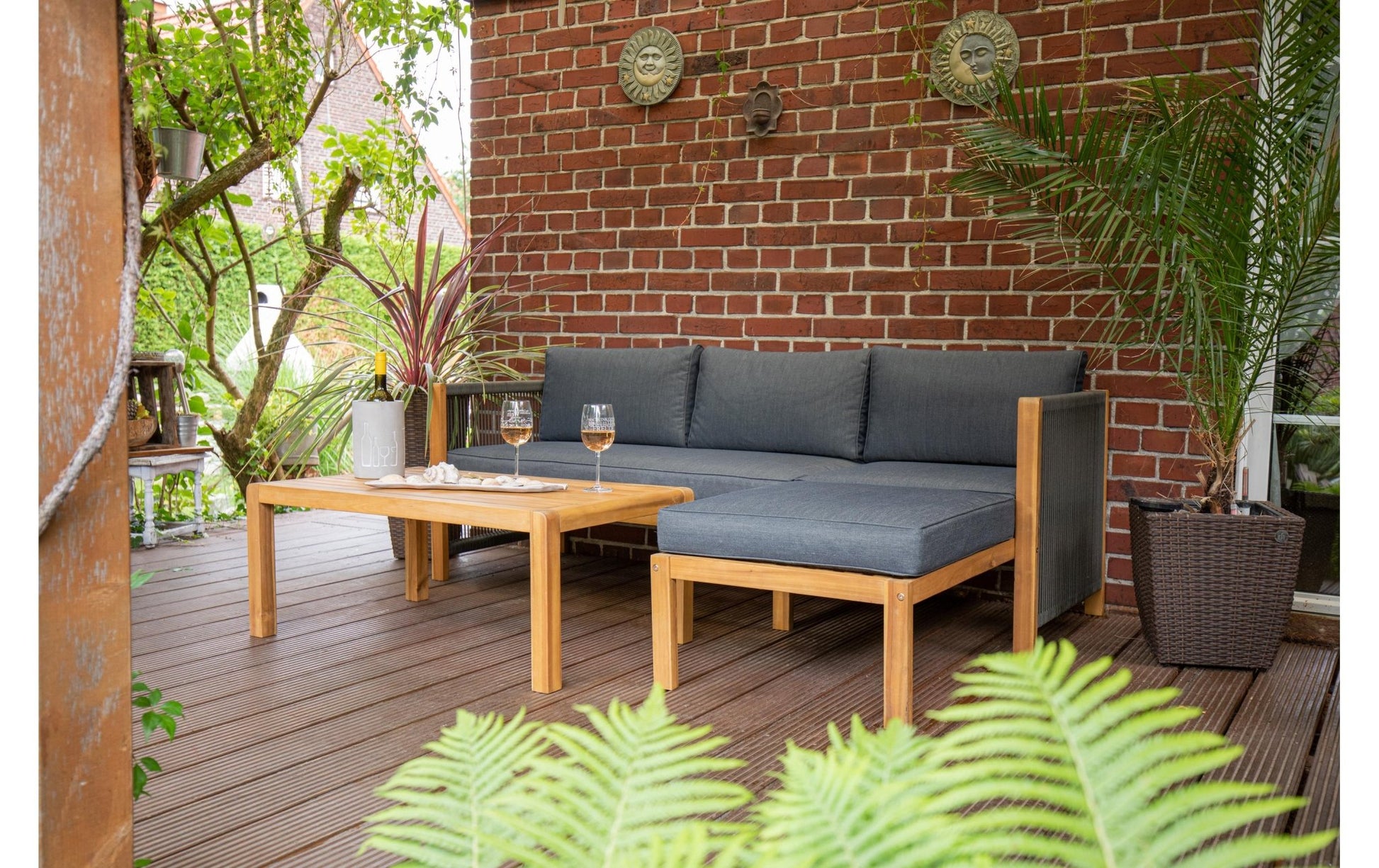 Loungeset Malaga Schwarz/Braun, 3 Sitzplätze - MEGART