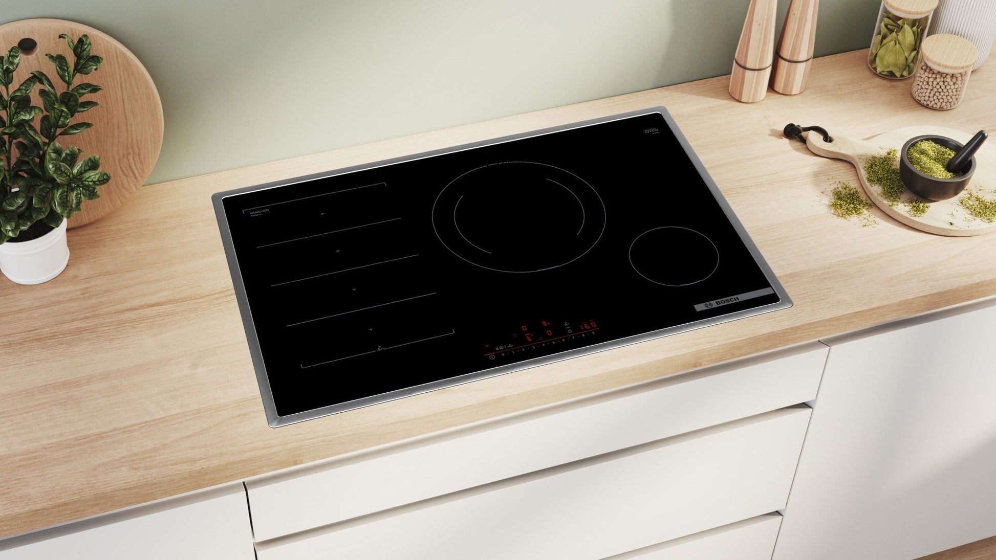 Serie 6, Induktionskochfeld, 80 cm, Schwarz, Mit Rahmen aufliegend PXE845HC1E - MEGART