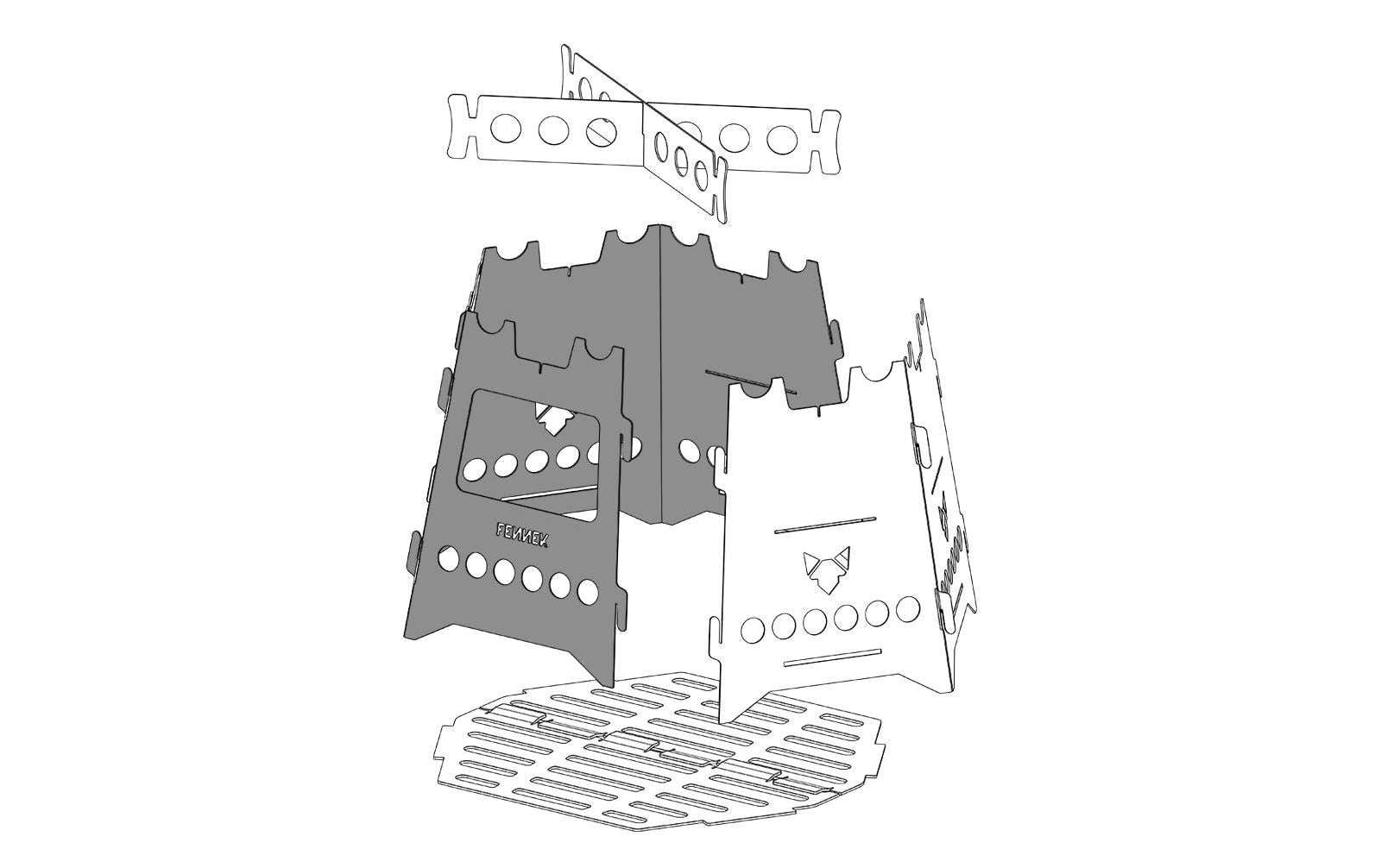 Fennek Grill Erweiterungsset Add - On Hobo Basic, Edelstahl - MEGART