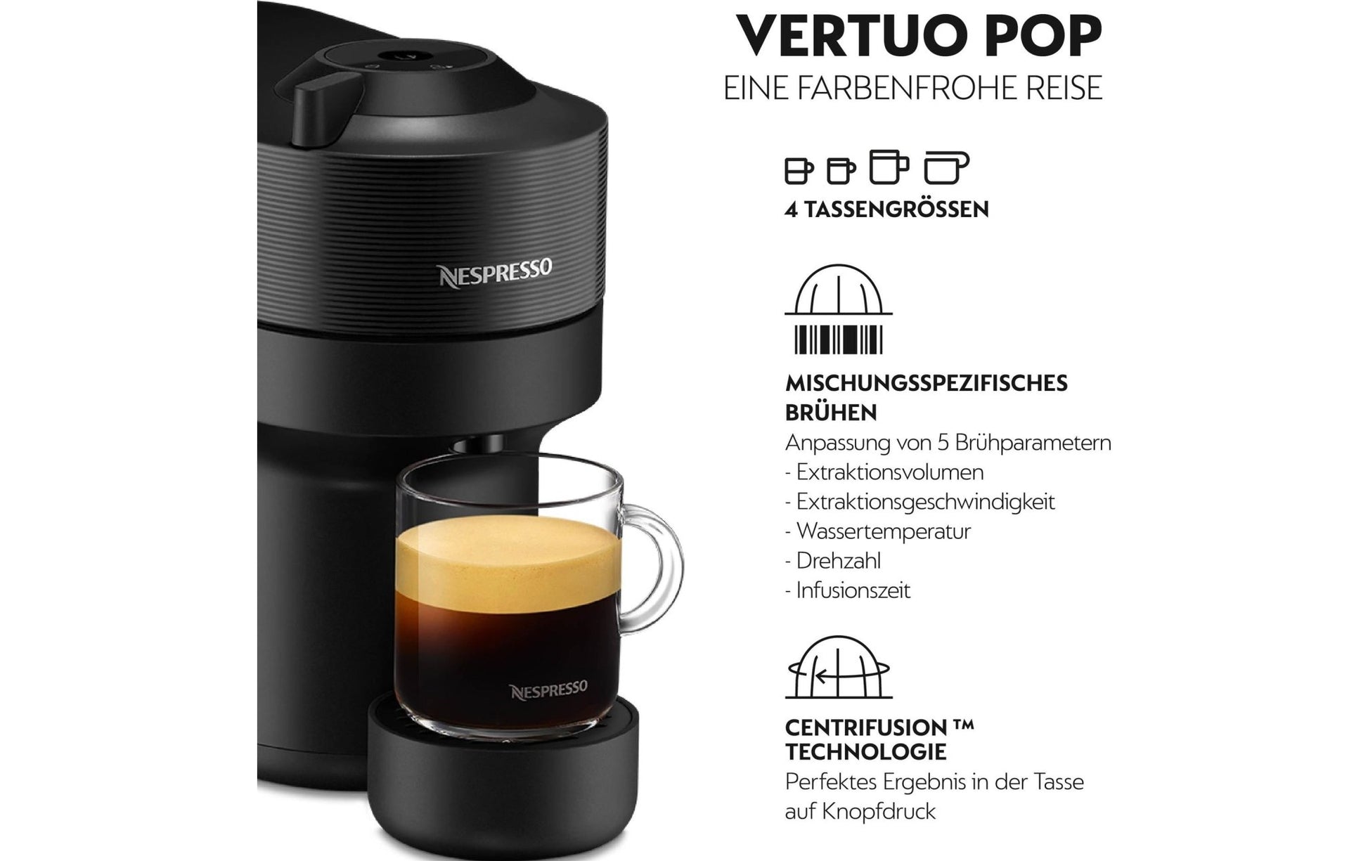 Kaffeemaschine Nespresso Vertuo Pop ENV90.B Liquorice Black - MEGART