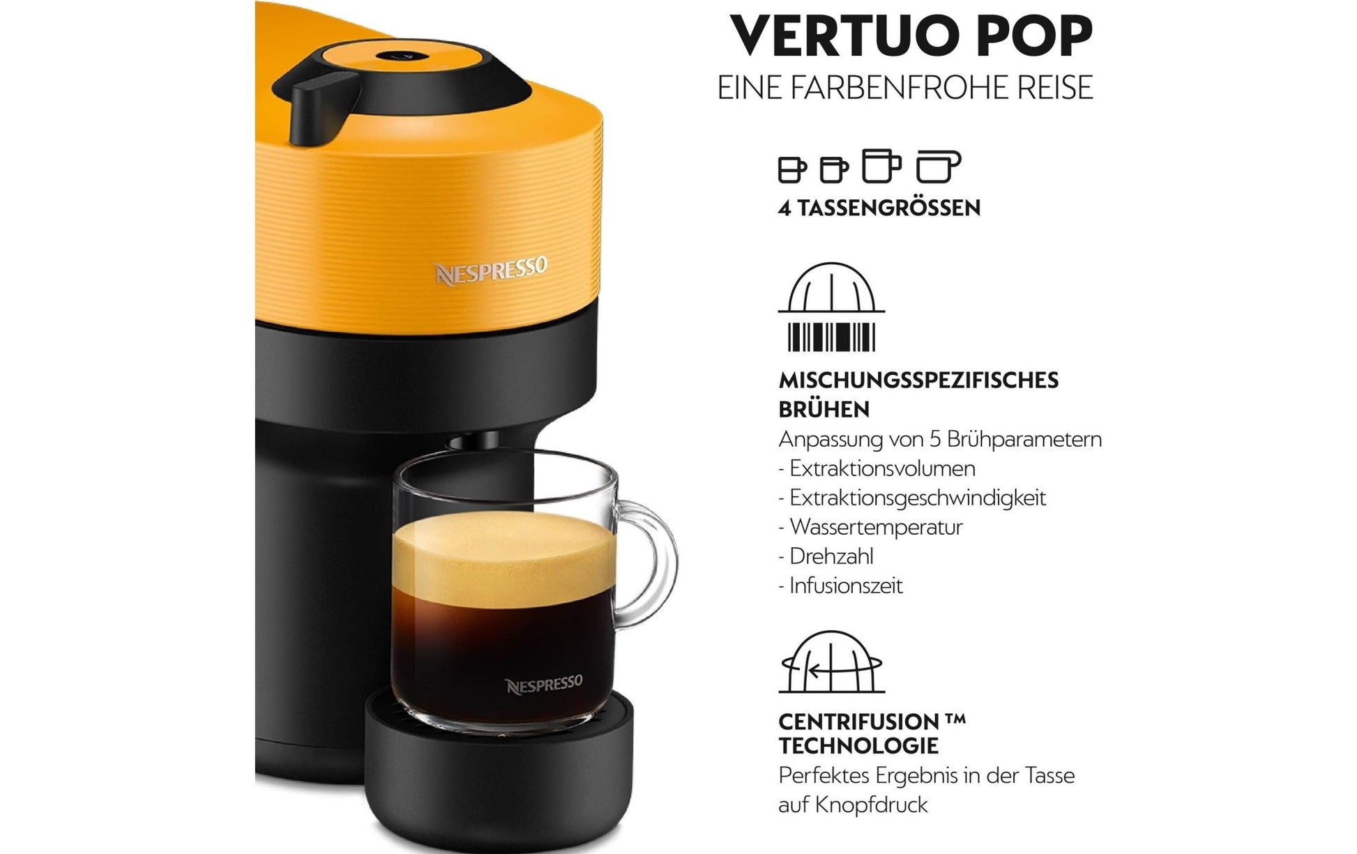 Kaffeemaschine Nespresso Vertuo Pop ENV90.Y Mango Yellow - MEGART