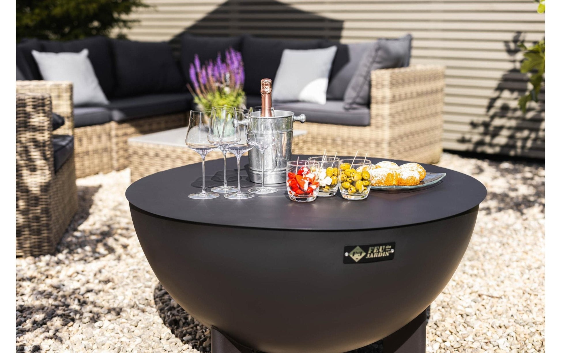 FEU DU JARDIN Feuerstelle Tria, Ø 98 cm, Schwarz - MEGART
