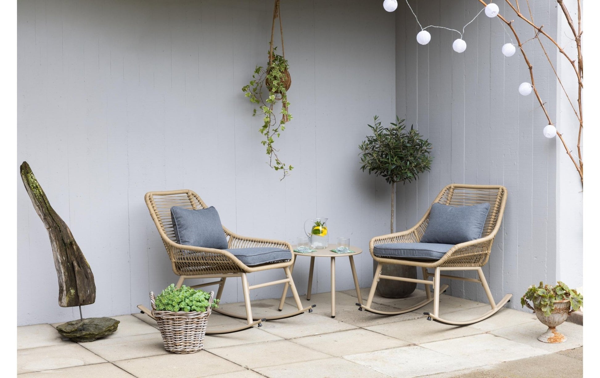 Loungeset Minusio, Beige/Grau, 2 Sitzplätze - MEGART