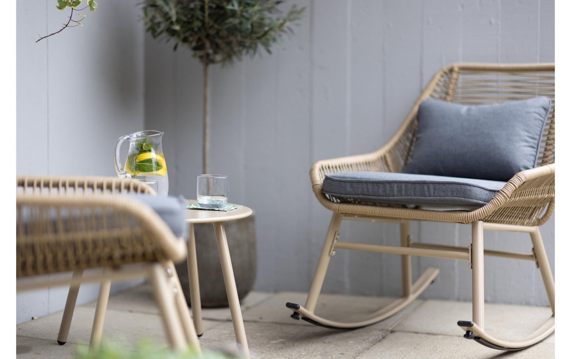 Loungeset Minusio, Beige/Grau, 2 Sitzplätze - MEGART