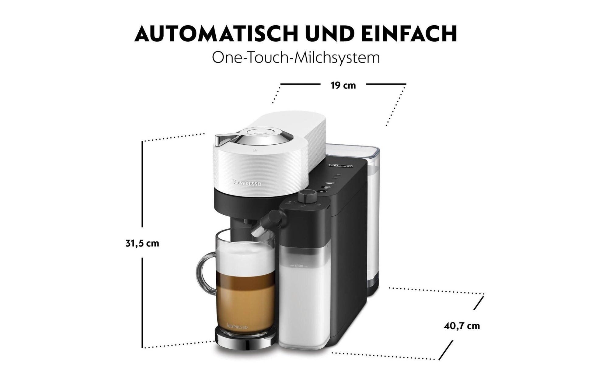 Kaffeemaschine Nespresso Vertuo Lattissima ENV300.W Weiss - MEGART