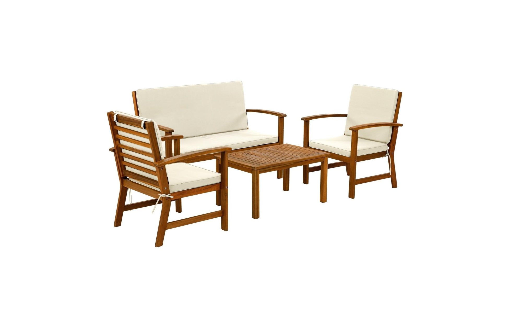 Loungeset Lausanne, Braun/Weiss, 4 Sitzplätze - MEGART