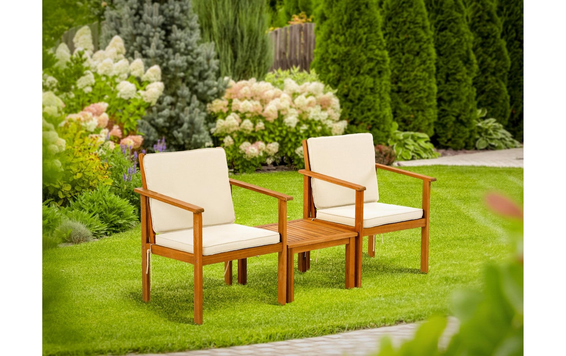 Loungeset Vevey, Braun/Weiss, 2 Sitzplätze - MEGART