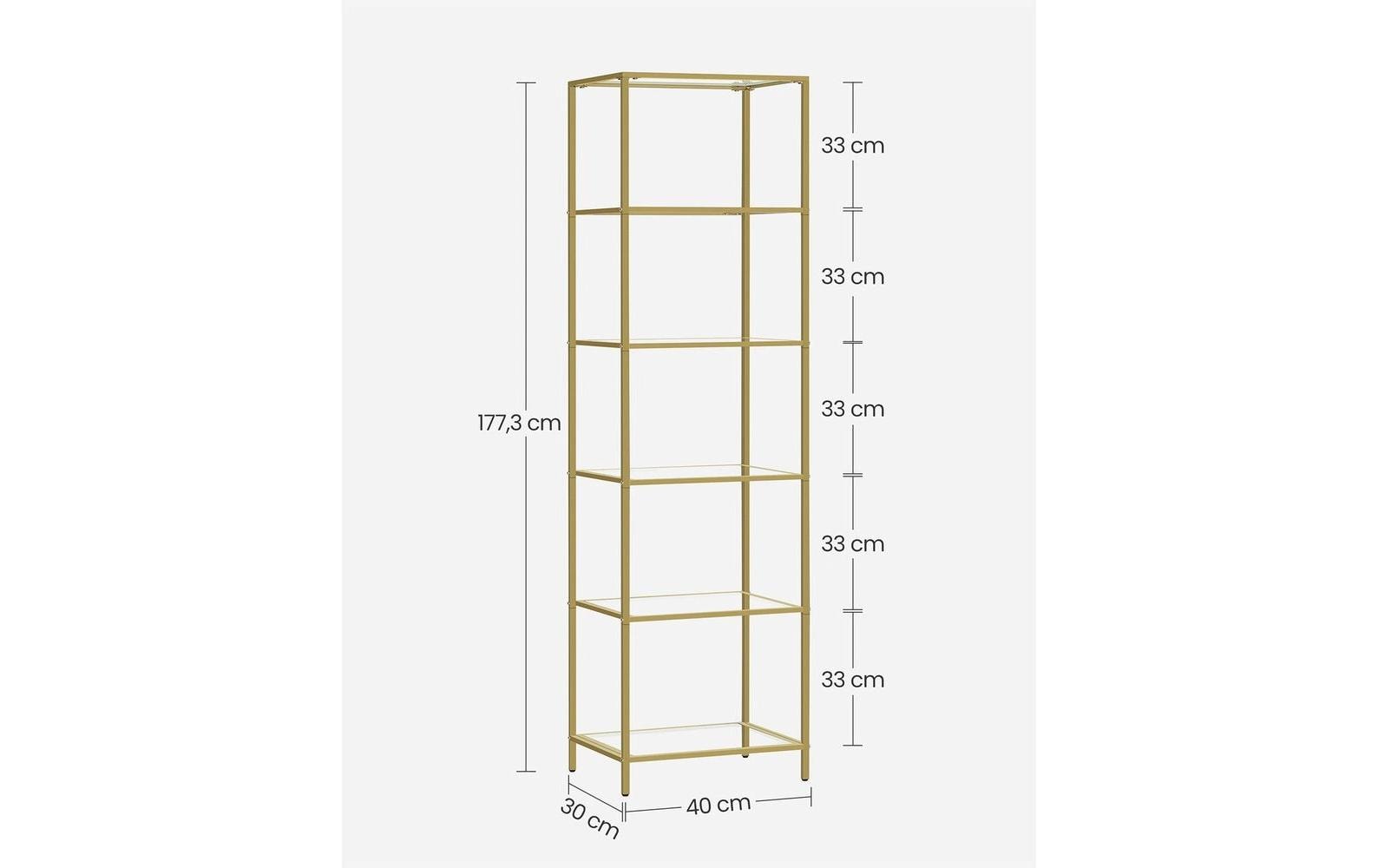 Regal 5 Ablagen 40 x 177.3 cm, Gold - MEGART