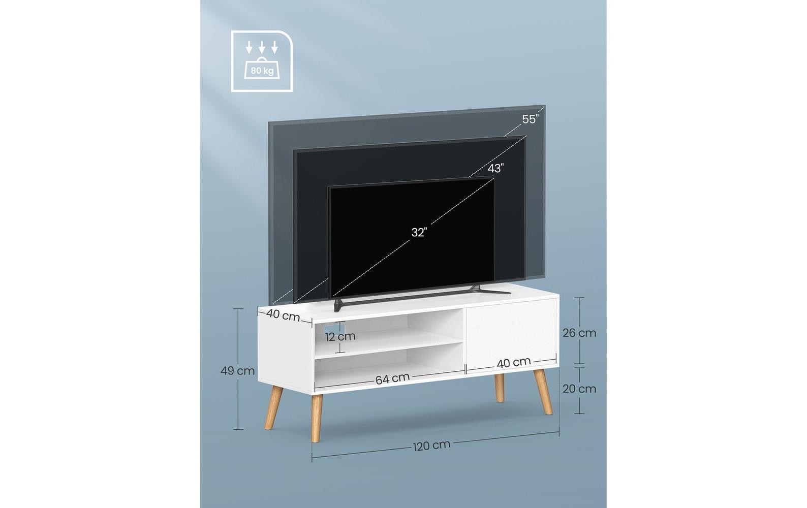 TV - Möbel Skandinavisch 110 x 40 cm, Weiss - MEGART