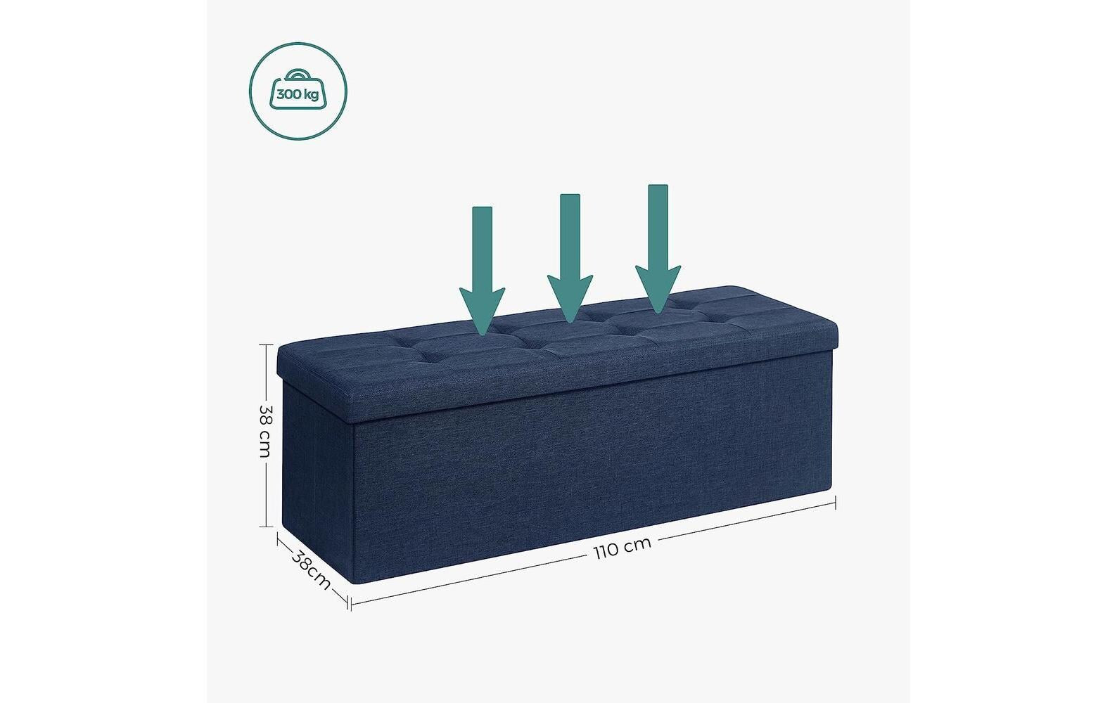 Sitztruhe mit Aufbewahrung 110 x 38 cm, Blau - MEGART