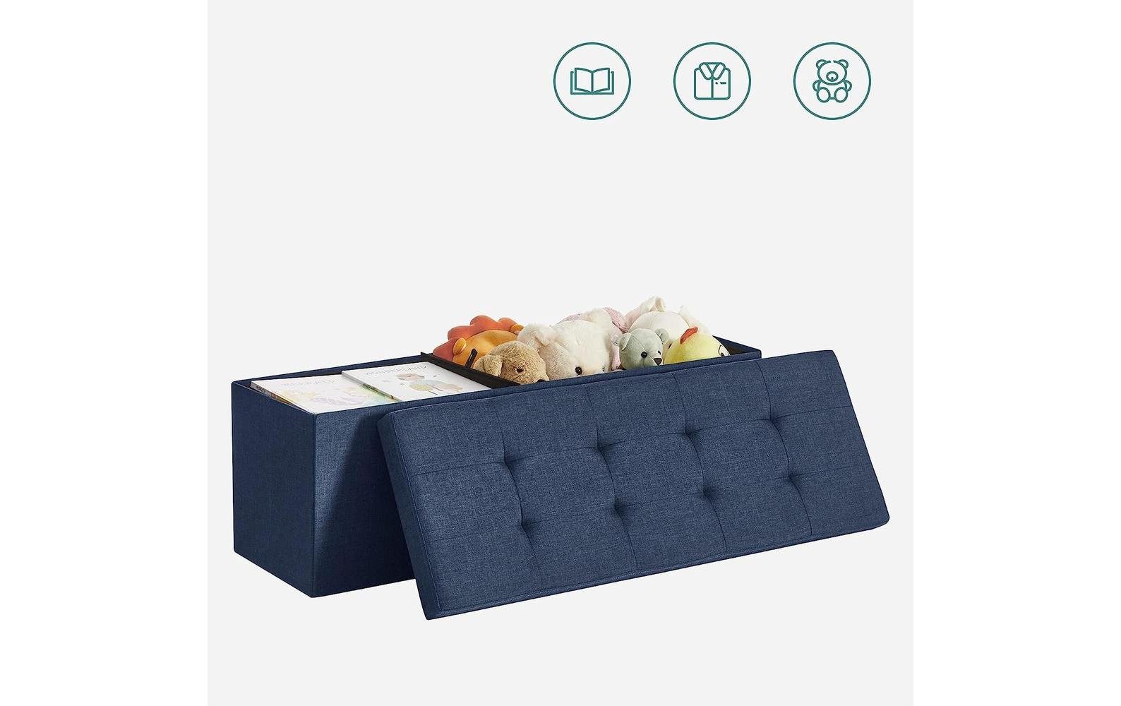 Sitztruhe mit Aufbewahrung 110 x 38 cm, Blau - MEGART