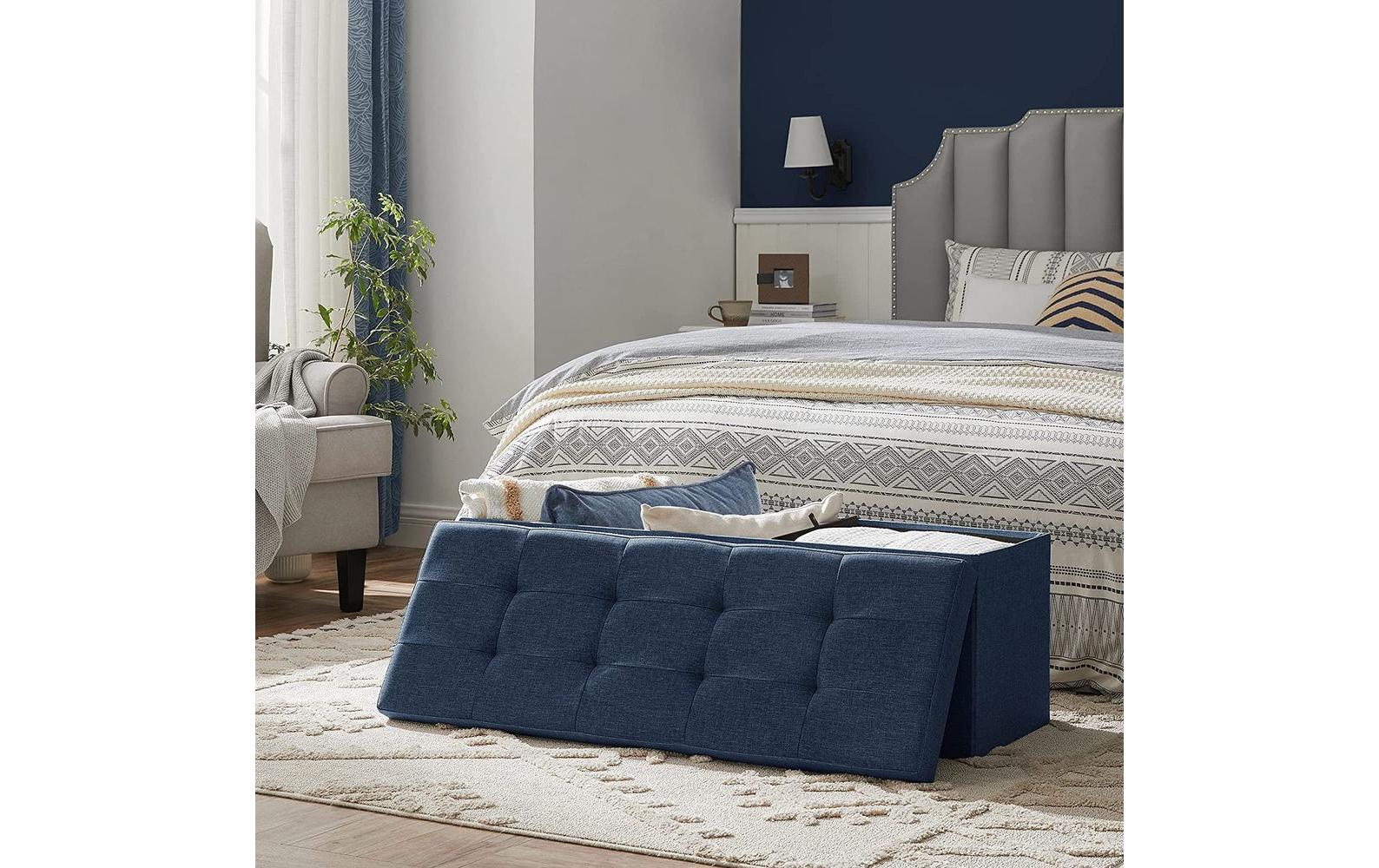 Sitztruhe mit Aufbewahrung 110 x 38 cm, Blau - MEGART