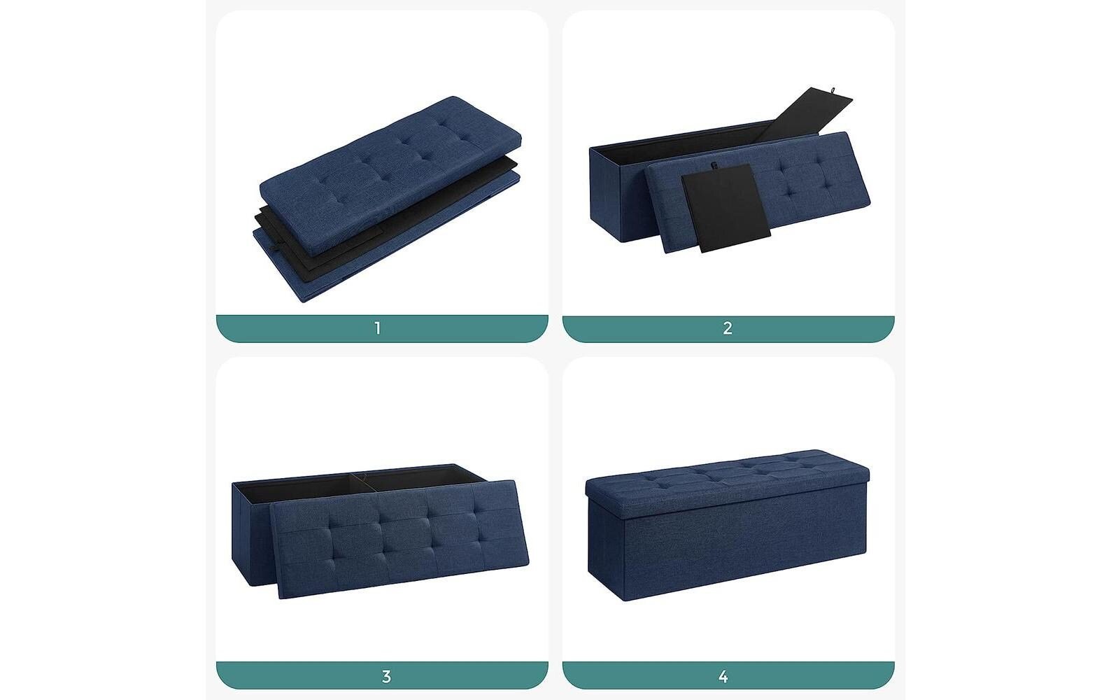 Sitztruhe mit Aufbewahrung 110 x 38 cm, Blau - MEGART