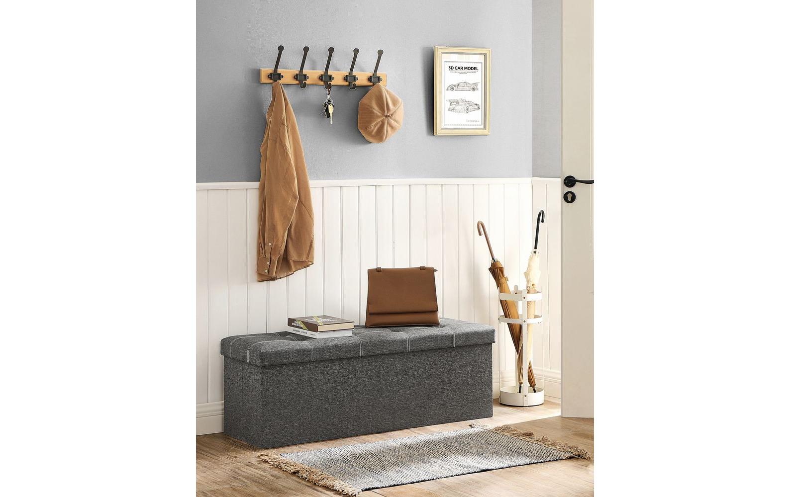 Sitztruhe mit Aufbewahrung 110 x 38 cm, Dunkelgrau - MEGART