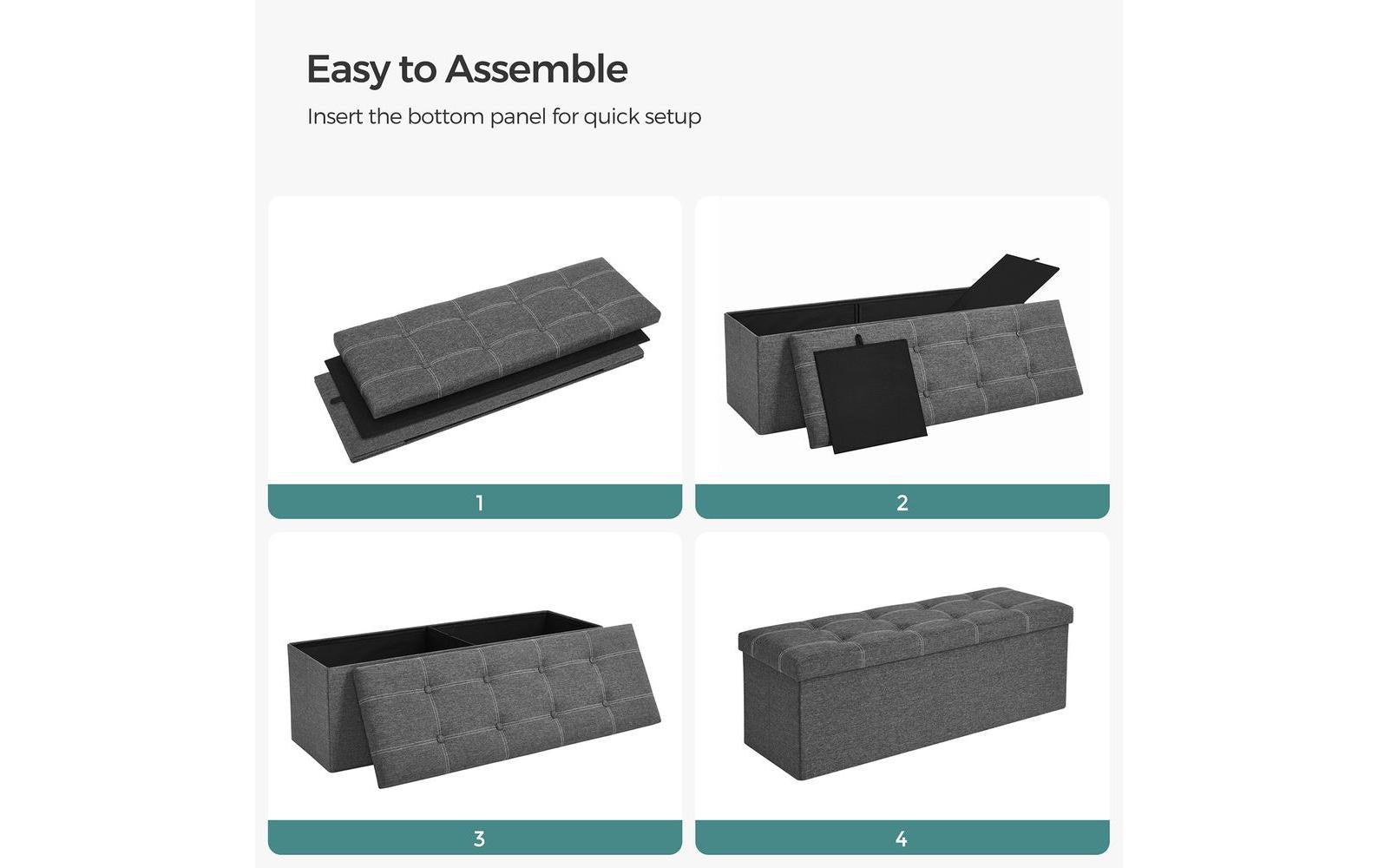 Sitztruhe mit Aufbewahrung 110 x 38 cm, Dunkelgrau - MEGART