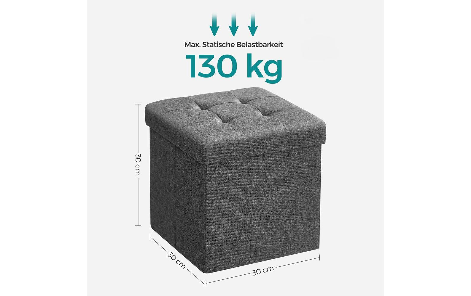 Sitztruhe mit Aufbewahrung 30 x 30 cm, Grau - MEGART