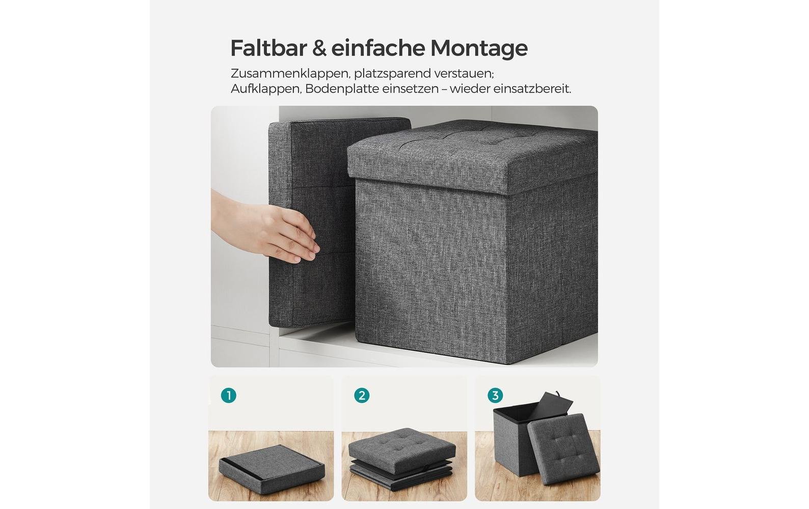 Sitztruhe mit Aufbewahrung 30 x 30 cm, Grau - MEGART