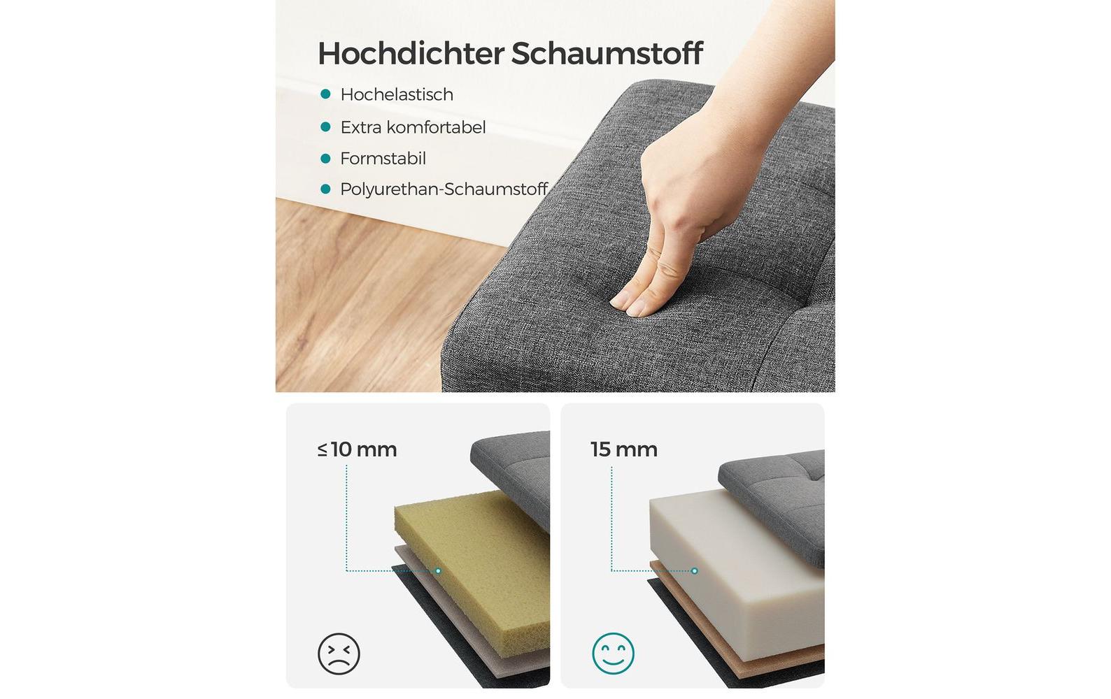 Sitztruhe mit Aufbewahrung 30 x 30 cm, Grau - MEGART