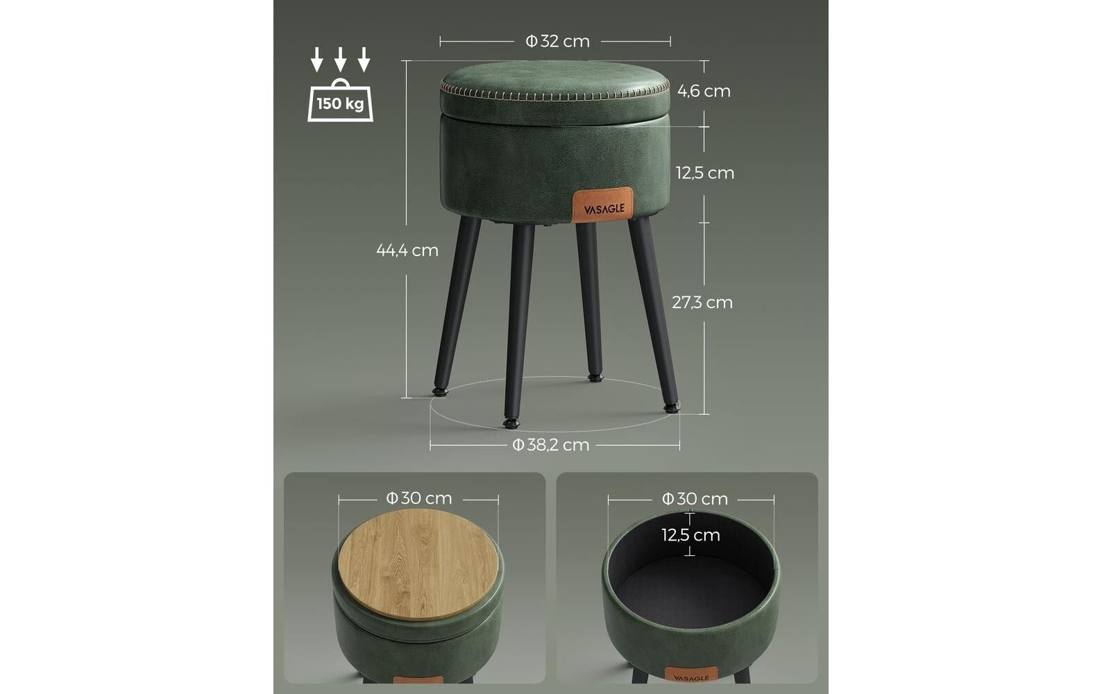 Hocker 32 cm, Grün - MEGART