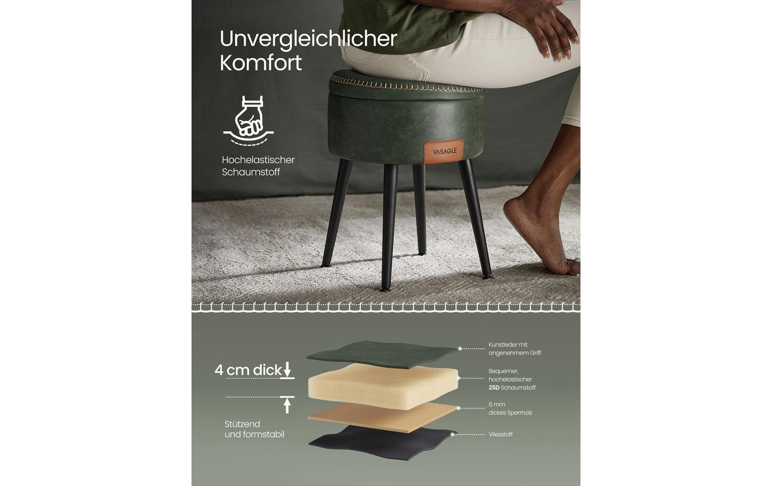 Hocker 32 cm, Grün - MEGART