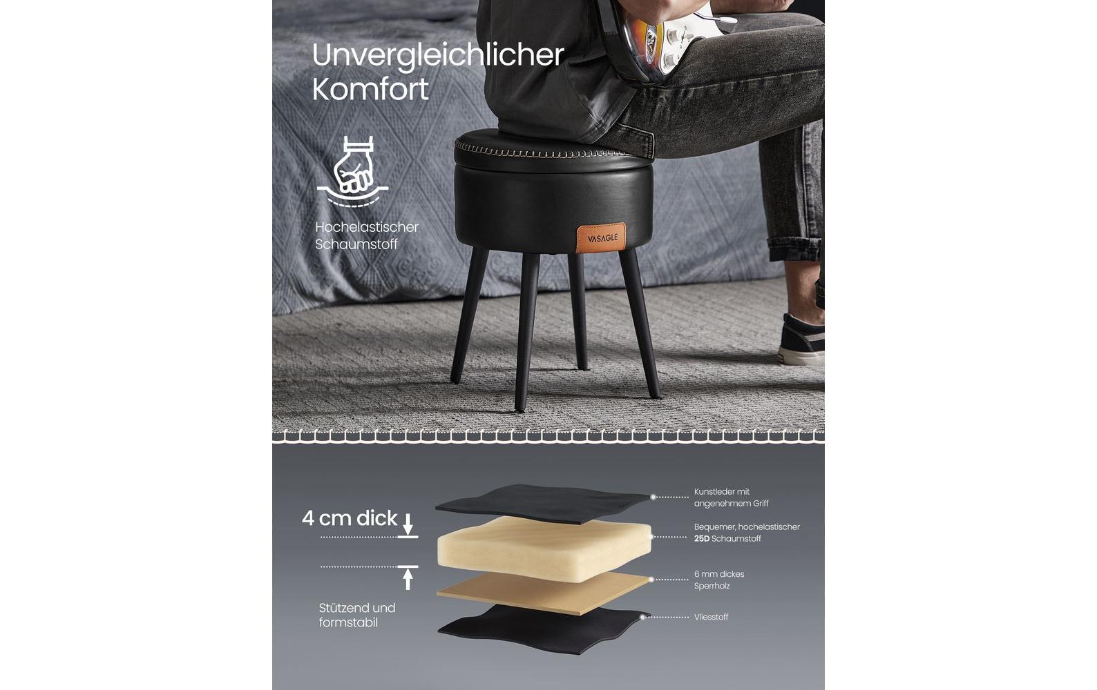 Hocker 32 cm, Schwarz - MEGART
