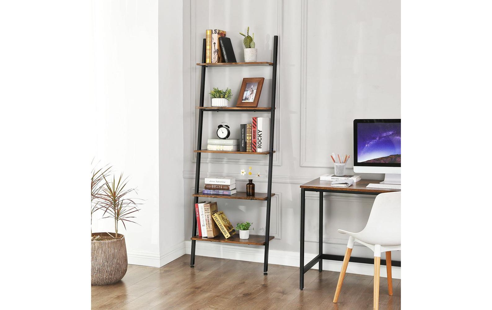 Leiter - Regal mit 5 Sprossen Braun/Schwarz - MEGART