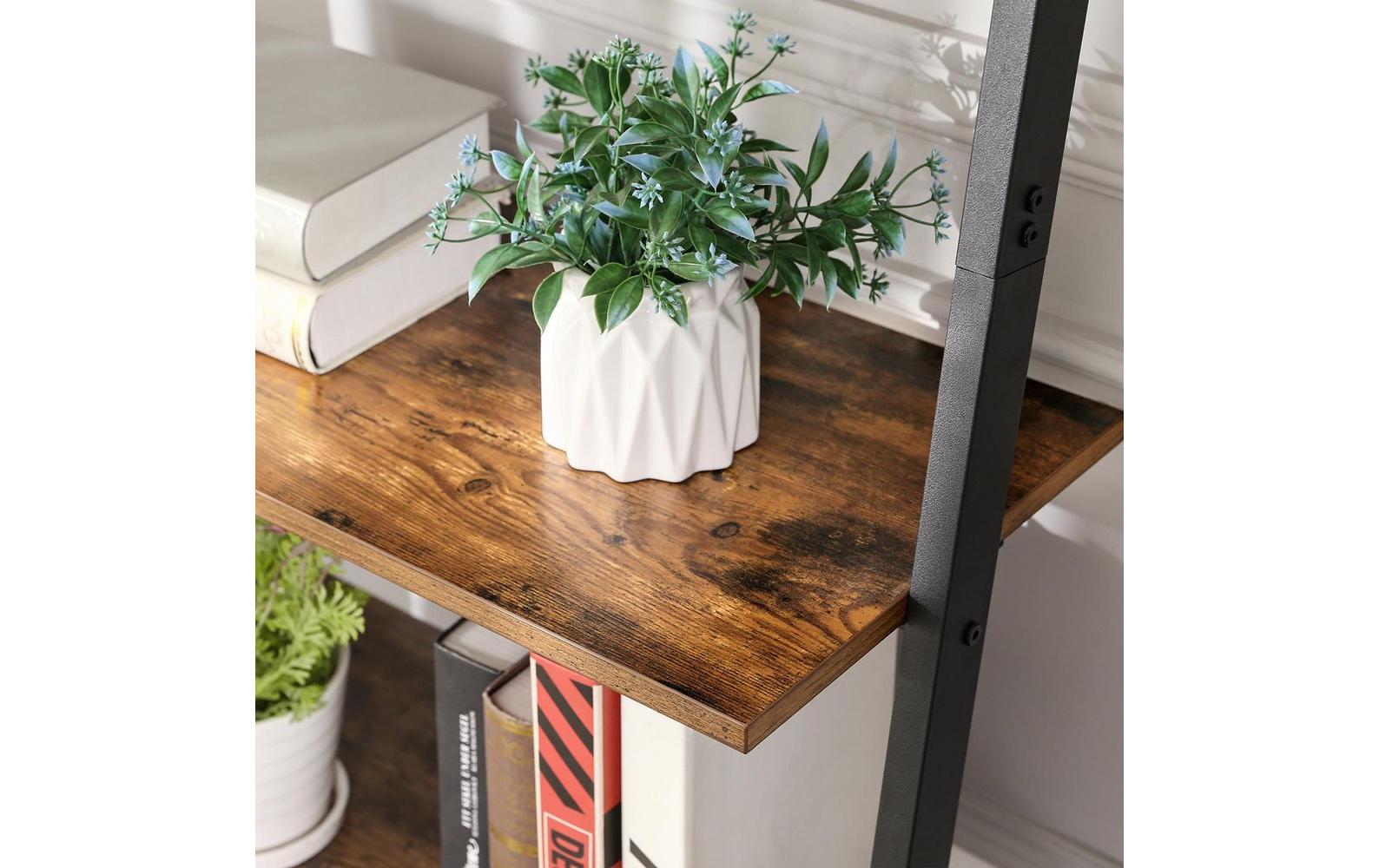 Leiter - Regal mit 5 Sprossen Braun/Schwarz - MEGART