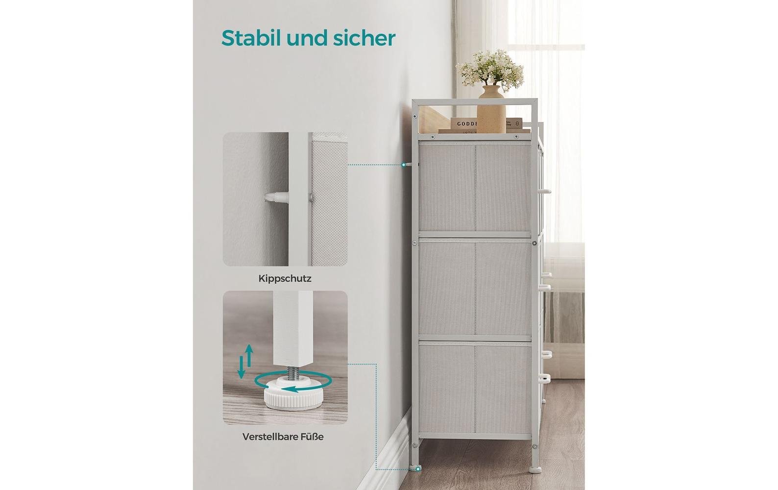 Kommode mit 7 Schubladen 98 x 85 cm, Weiss - MEGART