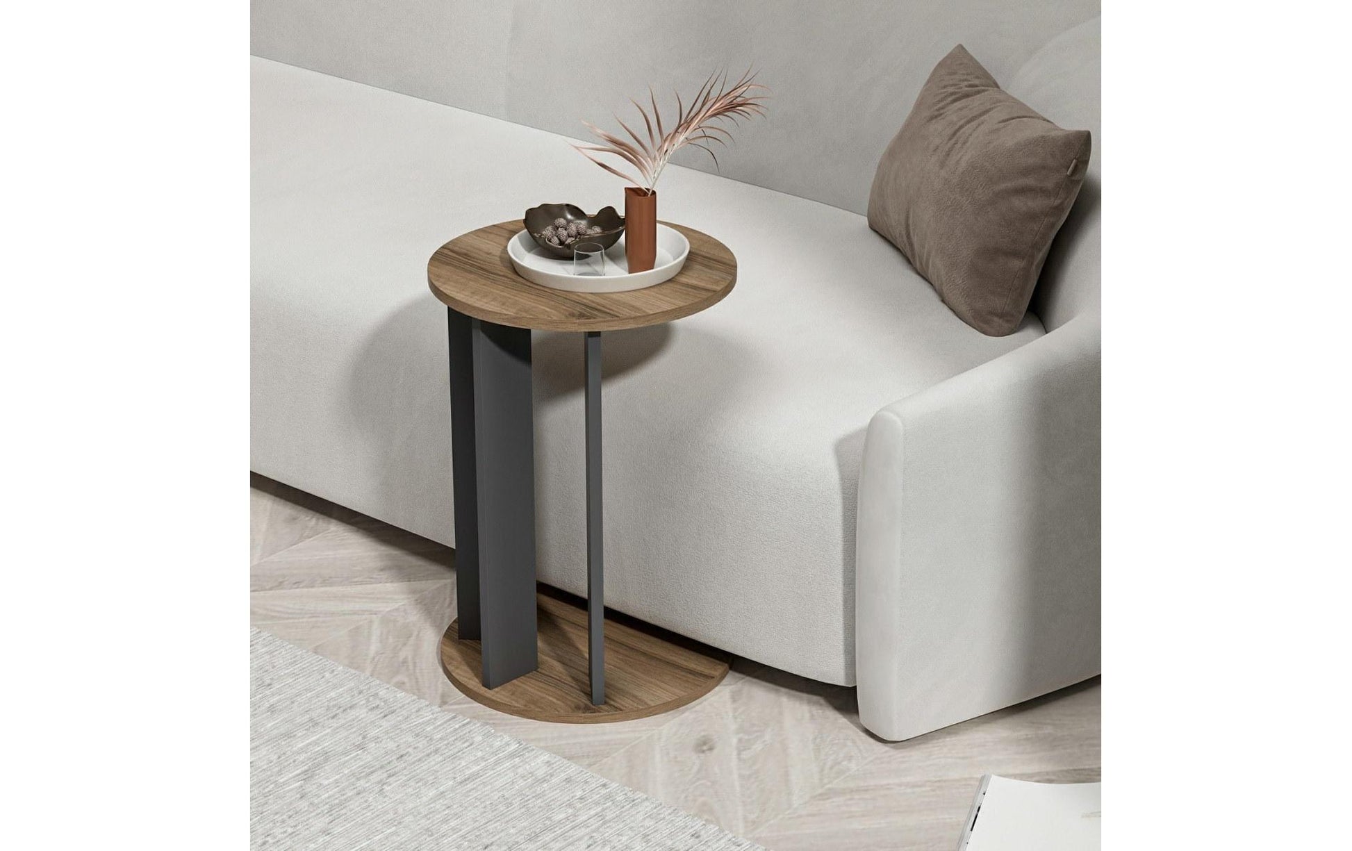 Beistelltisch Ema 34 x 64 cm, Braun/Schwarz - MEGART