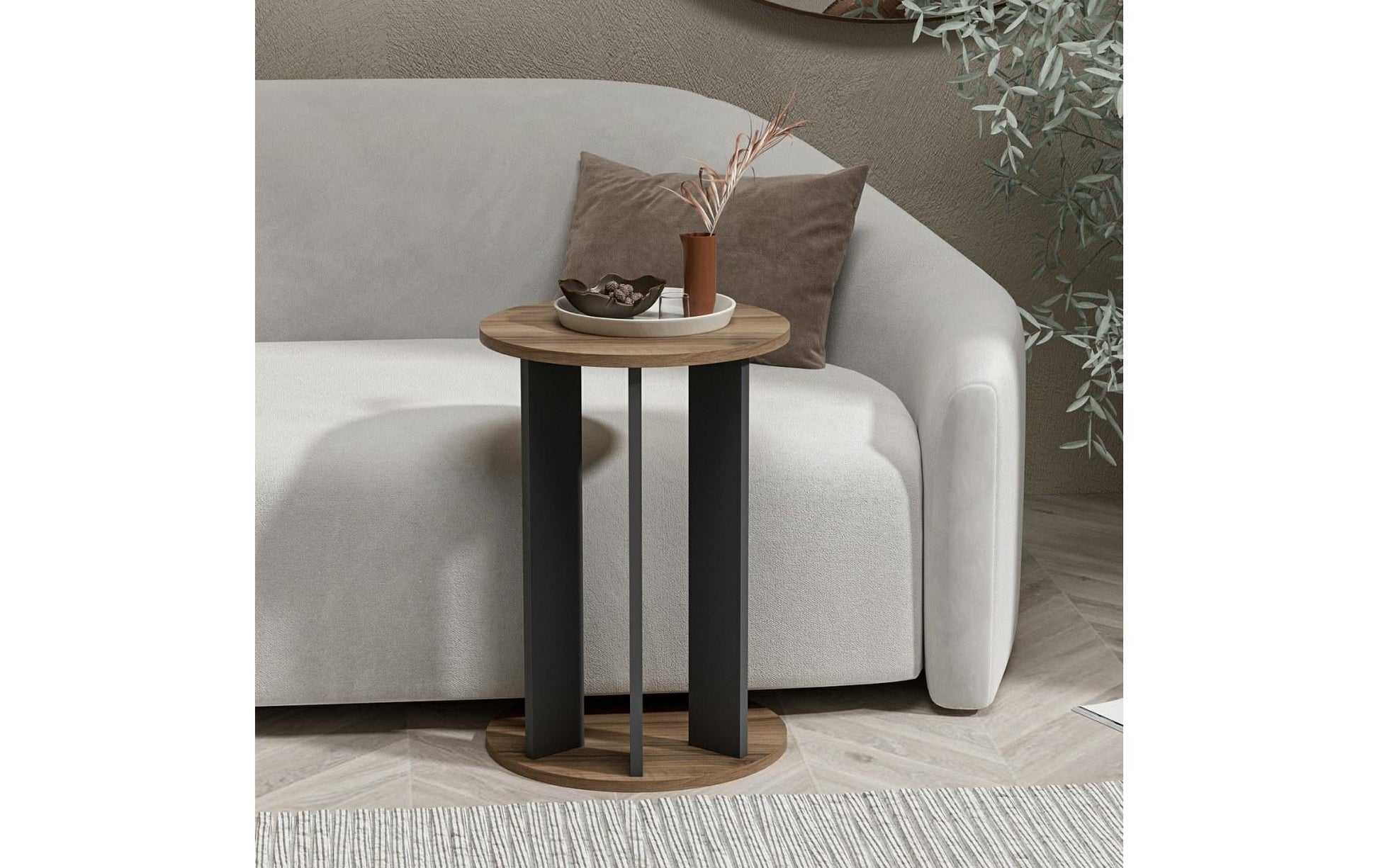 Beistelltisch Ema 34 x 64 cm, Braun/Schwarz - MEGART