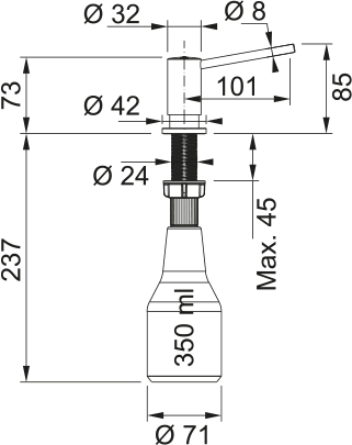 Spülmitteldispenser, Tango Neo, Edelstah 119.0307.938 - MEGART