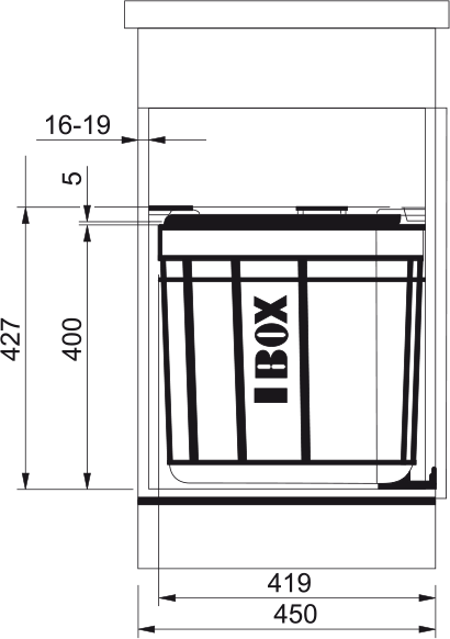 Abfallsystem, Serie, Solo 45, 40 - l - Behäl 121.0307.565 - MEGART