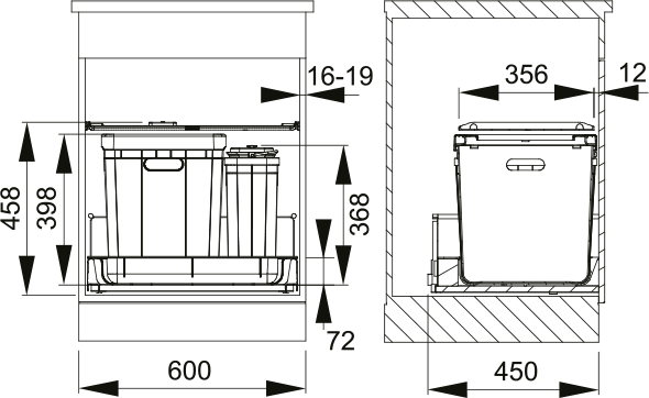 Abfallsystem, Serie 350, Composta 60 Sch 121.0307.527 - MEGART