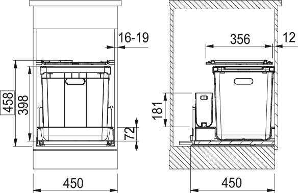 Abfallsystem, Serie 350, 350 45 Deckel, 121.0307.553 - MEGART