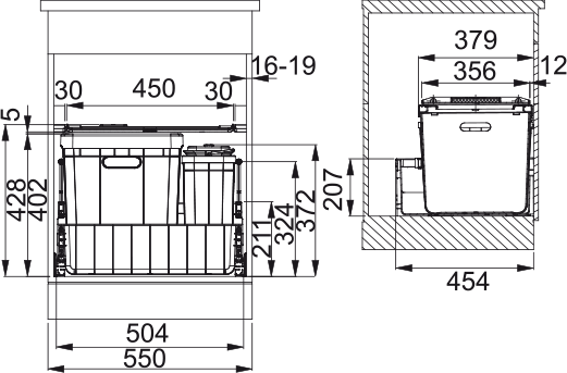 Abfallsystem, Serie 300 R, Composta 60 D 121.0307.501 - MEGART