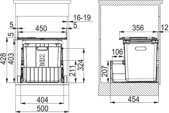 Abfallsystem, Serie 300 R, 300 50 Schubl 121.0307.495 - MEGART