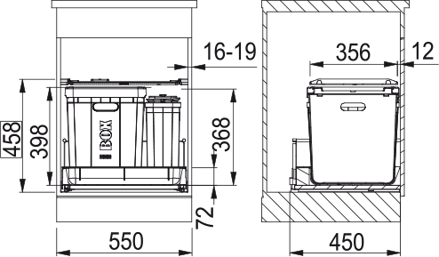 Abfallsystem, Serie 350, Composta 55 Sch 121.0307.523 - MEGART