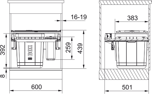Abfallsystem, Serie 350 H, Composta 60 S 121.0307.562 - MEGART