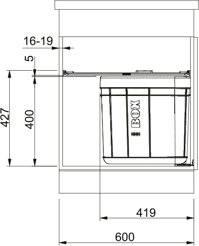 Abfallsystem, Serie, Solo 60 Schublade, 121.0307.573 - MEGART