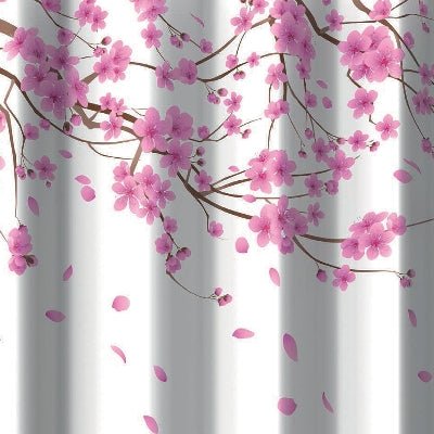 Duschvorhang Zwei Seiten Aus Stoff Cm. 180 X 200 Mod. Sakura Rosa - MEGART