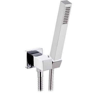 Quadratischer Wasserauslass aus Messing + Polar - Handbrause + Flexschläuche - MEGART