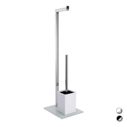 Edelstahl - Standhalter Mit Rechteckiger Glasbasis Für Wc - Bürste - MEGART