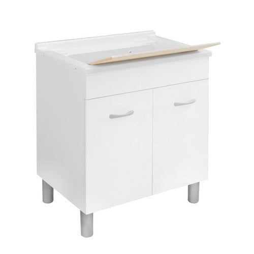 Waschtrog mit Melaminschrank und Holzplatte - MEGART