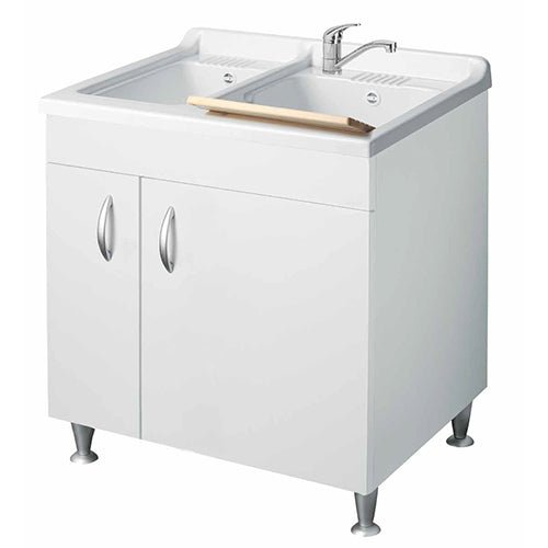 Waschtrog mit Melaminschrank und 2 Wanne - MEGART