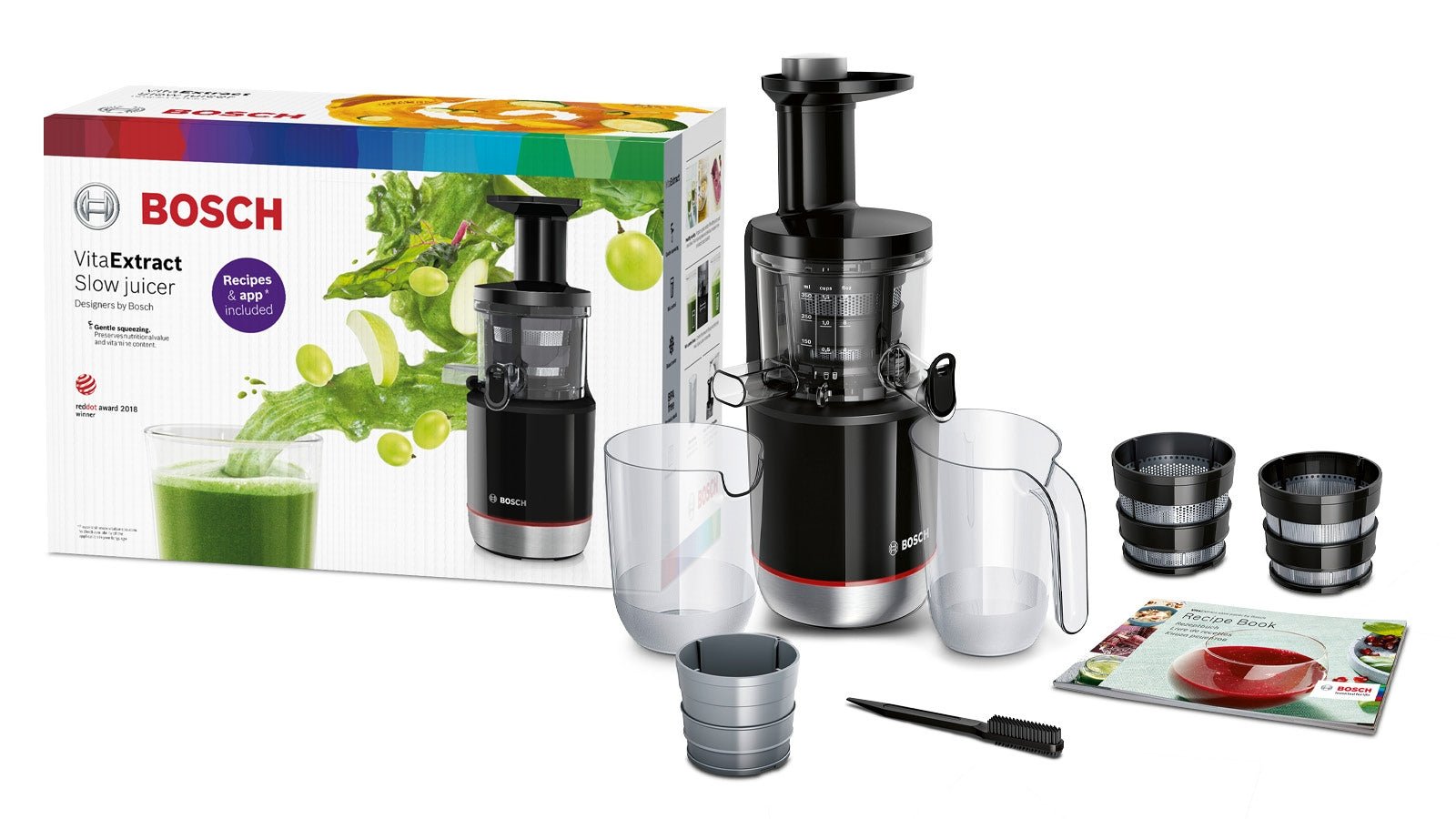 Extracteur de jus, VitaExtract, 150 W, Schwarz, Edelstahl gebürstet, MESM731M - MEGART