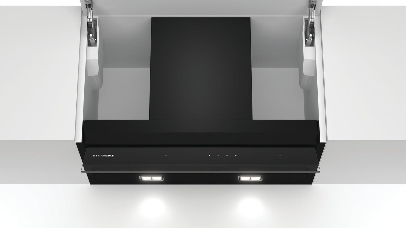 iQ500, Integrierte Designhaube, 60 cm, Klarglas schwarz LJ67BAM60 - MEGART