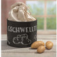 Kartoffelsack in Pappbox, 15 cm, Nature/Weiss