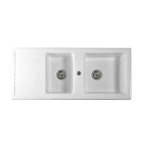 Einbau - Spülbecken Aus Keramik Mod. C283 Mit 2 Becken 116 X 50 - MEGART