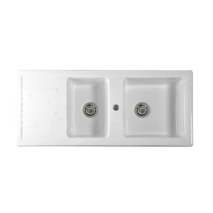 Einbau - Spülbecken Aus Keramik Mod. C283 Mit 2 Becken 116 X 50 - MEGART